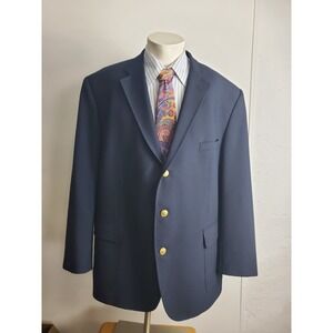 Orvis Blazer Mens 50 R Dark Blue Gold Button Jacket Usa